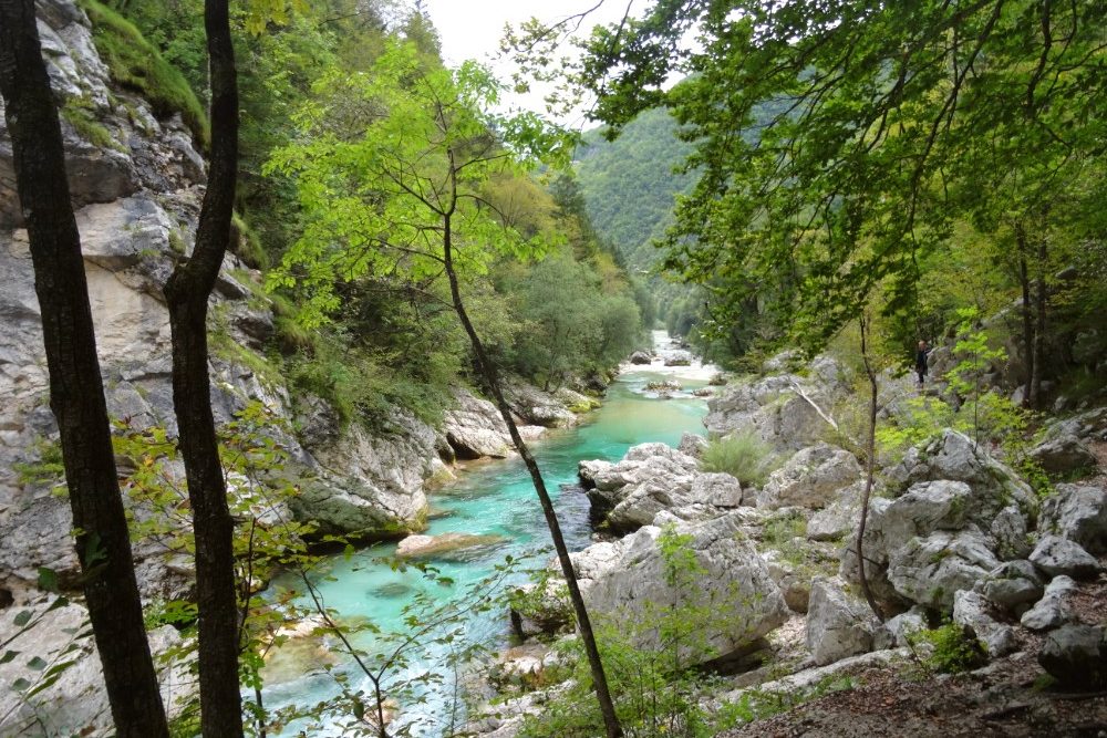 Wandelen langs de Soča rivier die je in Slovenie via de Soča Trail